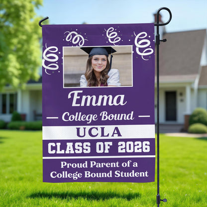 Personalized College Bound Graduation Garden Flag - Class of 2026, with [Sport] design.