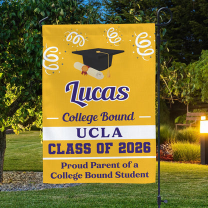 Personalized College Bound Graduation Garden Flag - Class of 2026, with [Sport] design.