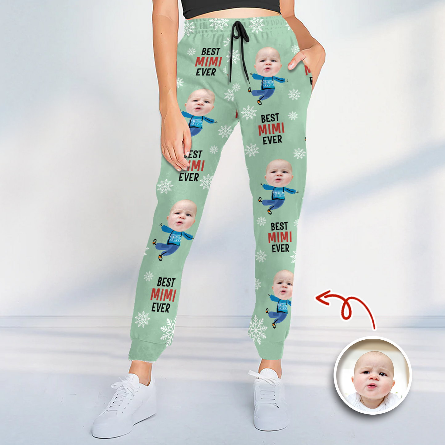 Custom face photo pajama pants - "Best Dad Ever" Christmas gift.