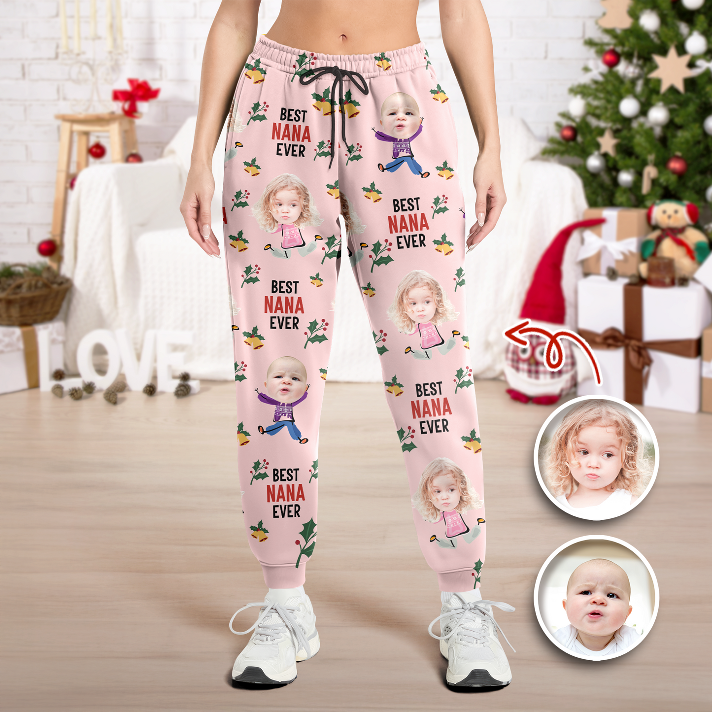 Custom face photo pajama pants - "Best Dad Ever" Christmas gift.