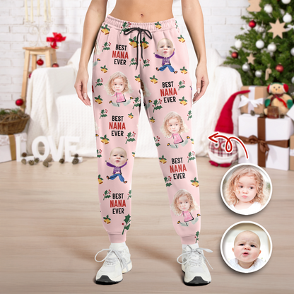 Custom face photo pajama pants - "Best Dad Ever" Christmas gift.
