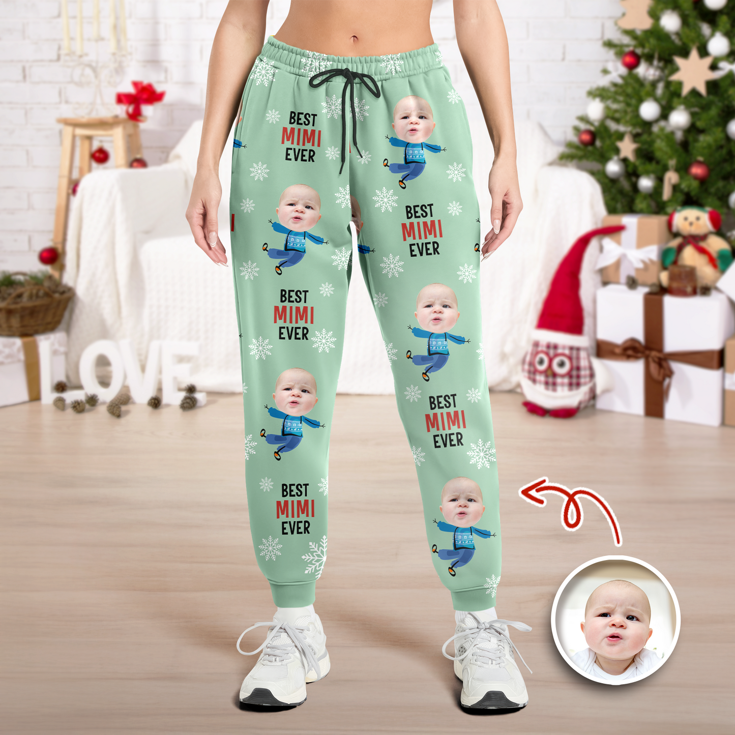 Custom face photo pajama pants - "Best Dad Ever" Christmas gift.