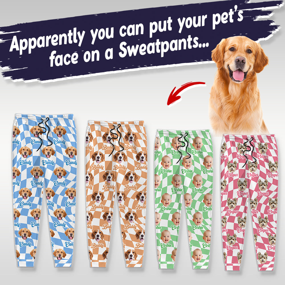 Custom face photo pajama pants, personalized Christmas gift.