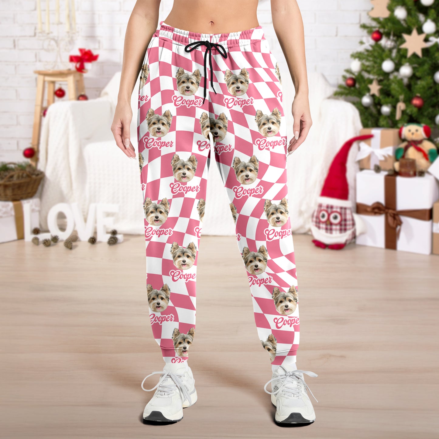 Custom face photo pajama pants, personalized Christmas gift.