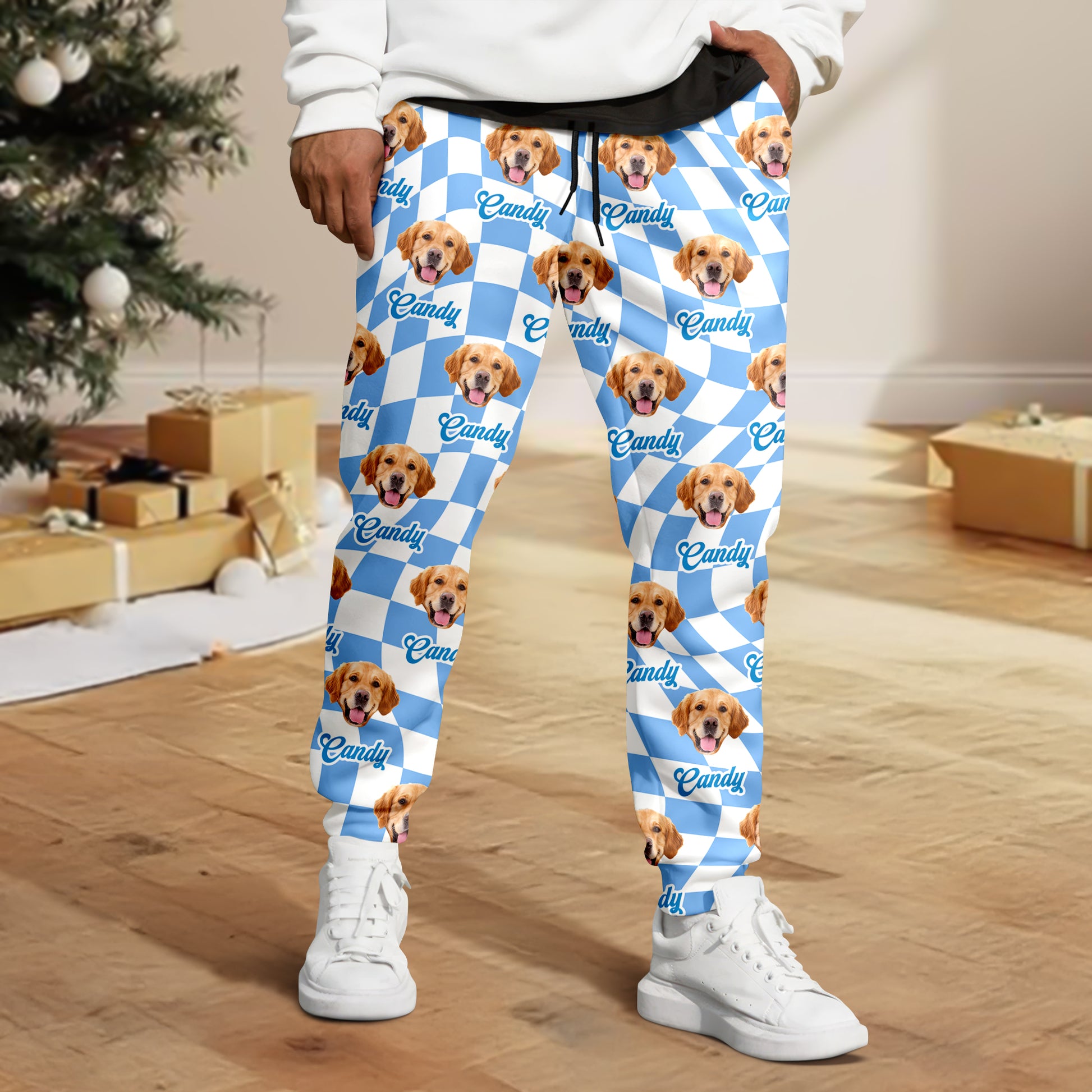 Custom face photo pajama pants, personalized Christmas gift.