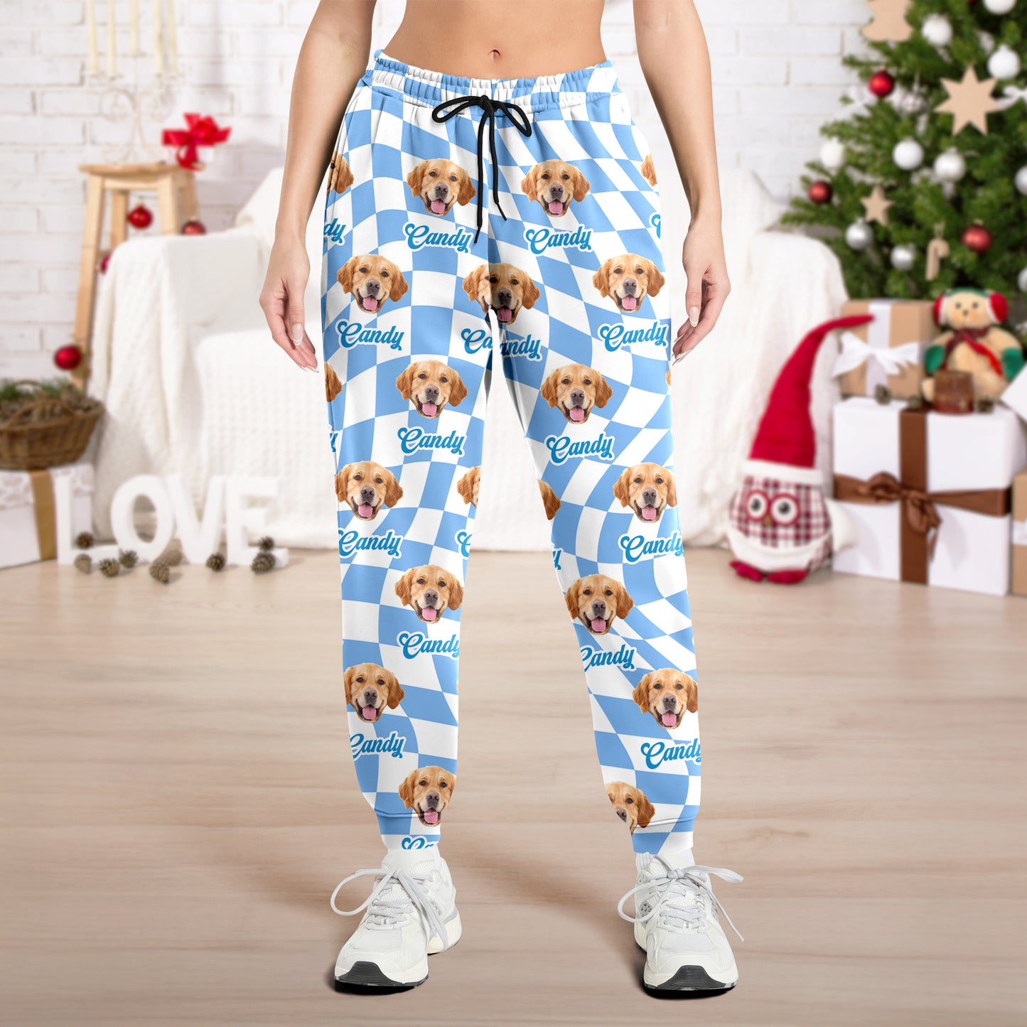 Custom face photo pajama pants, personalized Christmas gift.