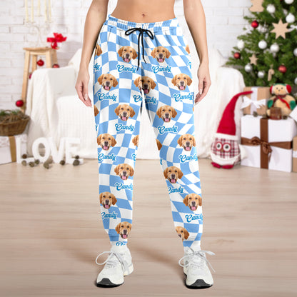 Custom face photo pajama pants, personalized Christmas gift.