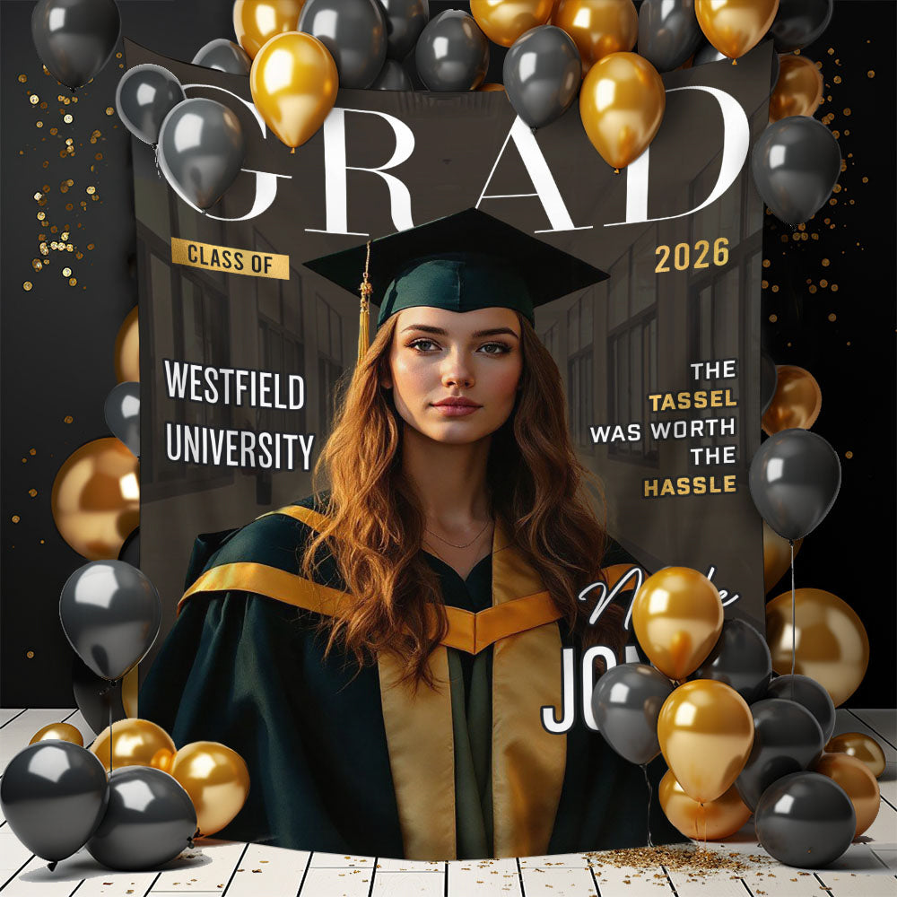 Congrats Class Of 2026 Graduation Backdrop - Personalized Congrats Graduation Backdrop