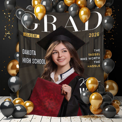 Congrats Class Of 2026 Graduation Backdrop - Personalized Congrats Graduation Backdrop