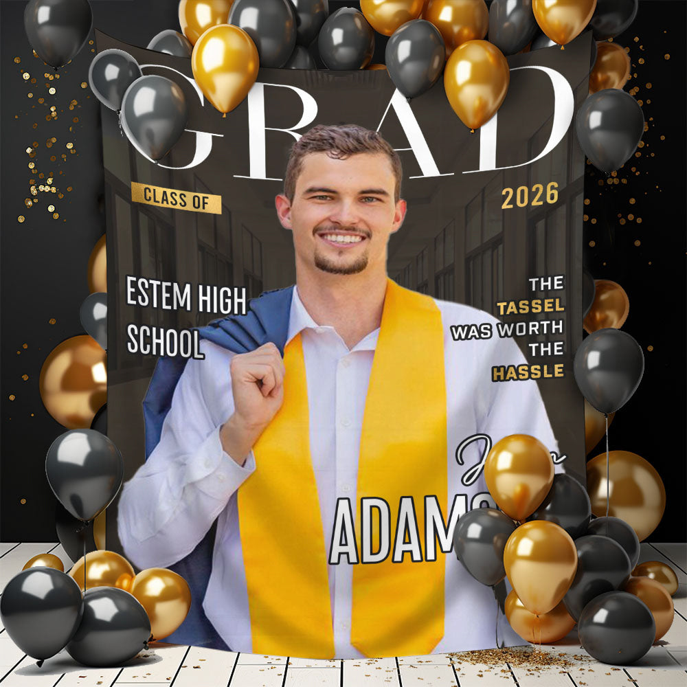 Congrats Class Of 2026 Graduation Backdrop - Personalized Congrats Graduation Backdrop