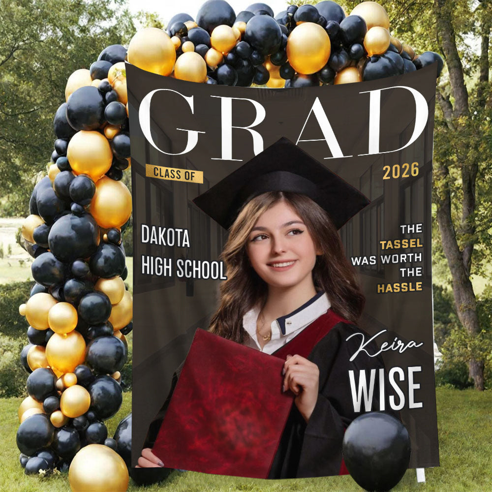 Congrats Class Of 2026 Graduation Backdrop - Personalized Congrats Graduation Backdrop