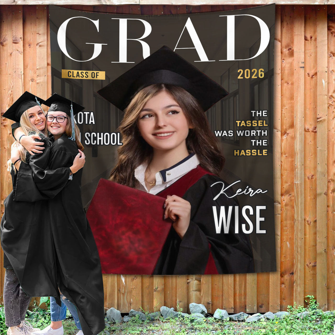 Congrats Class Of 2026 Graduation Backdrop - Personalized Congrats Graduation Backdrop