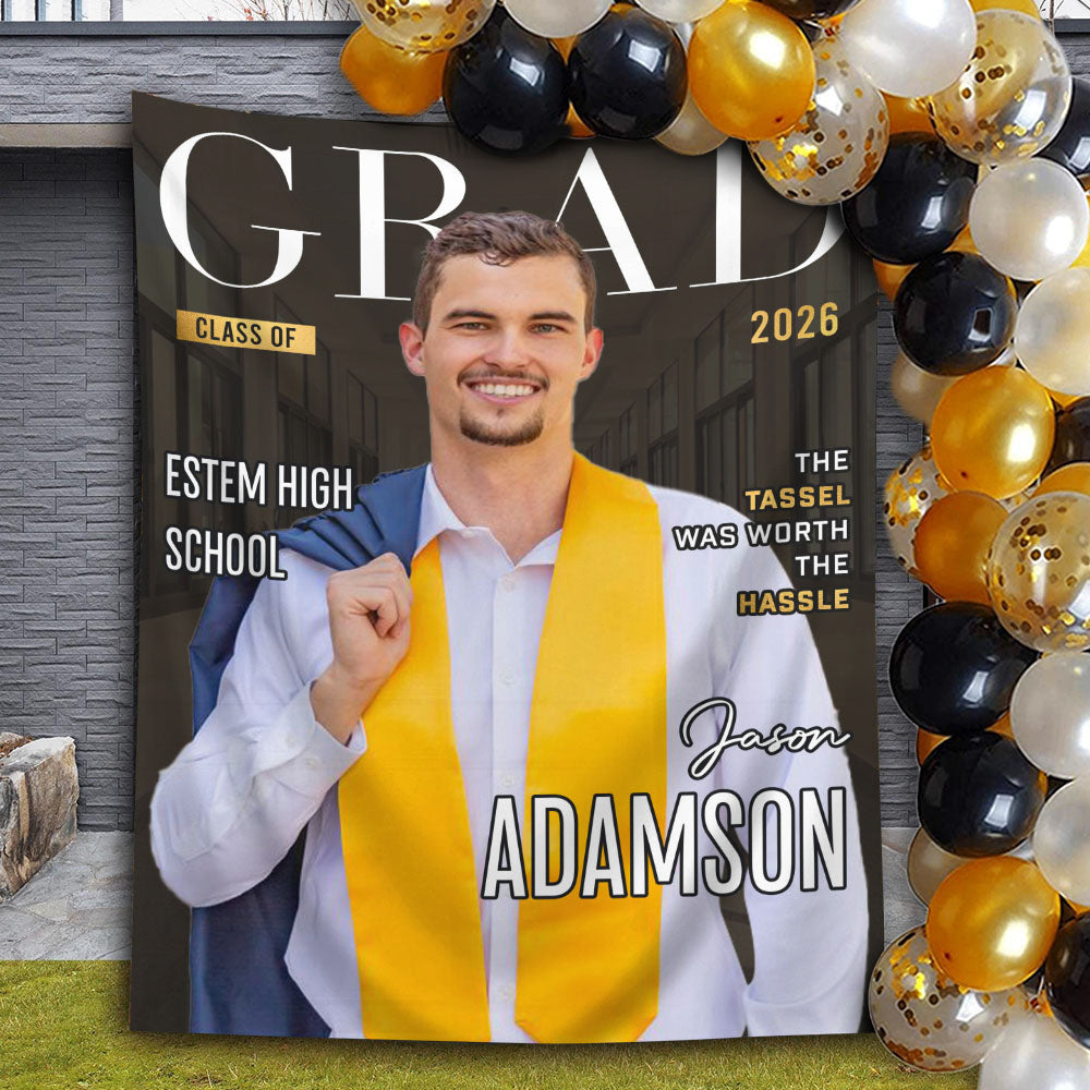 Congrats Class Of 2026 Graduation Backdrop - Personalized Congrats Graduation Backdrop