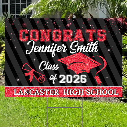 Personalized Congrats Class of 2026 Lawn Sign - a unique graduation yard decoration with stake.