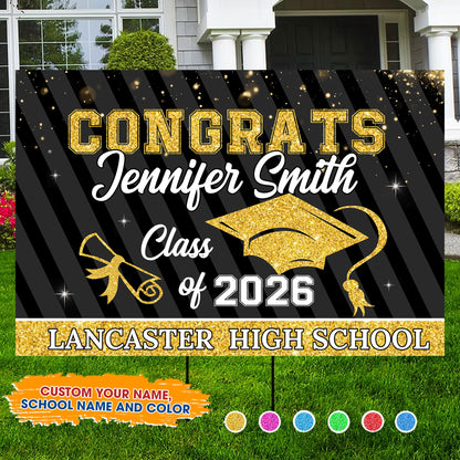 Personalized Congrats Class of 2026 Lawn Sign - a unique graduation yard decoration with stake.