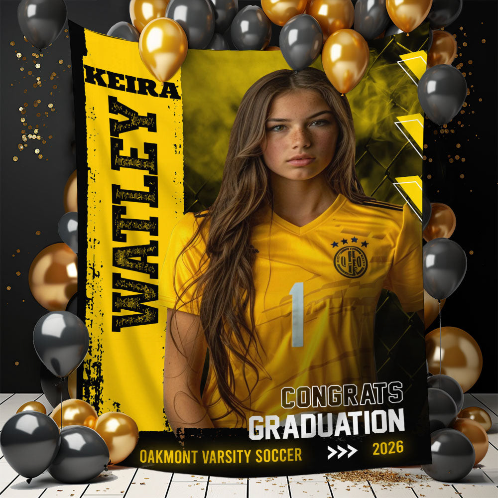 Congrats Class Of 2026 Sport Style Graduation Backdrop - Personalized Congrats Graduation Backdrop