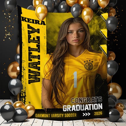 Congrats Class Of 2026 Sport Style Graduation Backdrop - Personalized Congrats Graduation Backdrop