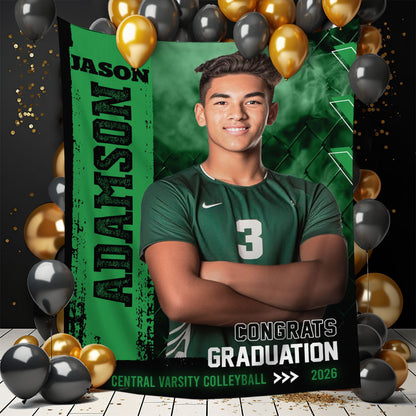 Congrats Class Of 2026 Sport Style Graduation Backdrop - Personalized Congrats Graduation Backdrop