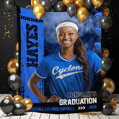 Congrats Class Of 2026 Sport Style Graduation Backdrop - Personalized Congrats Graduation Backdrop