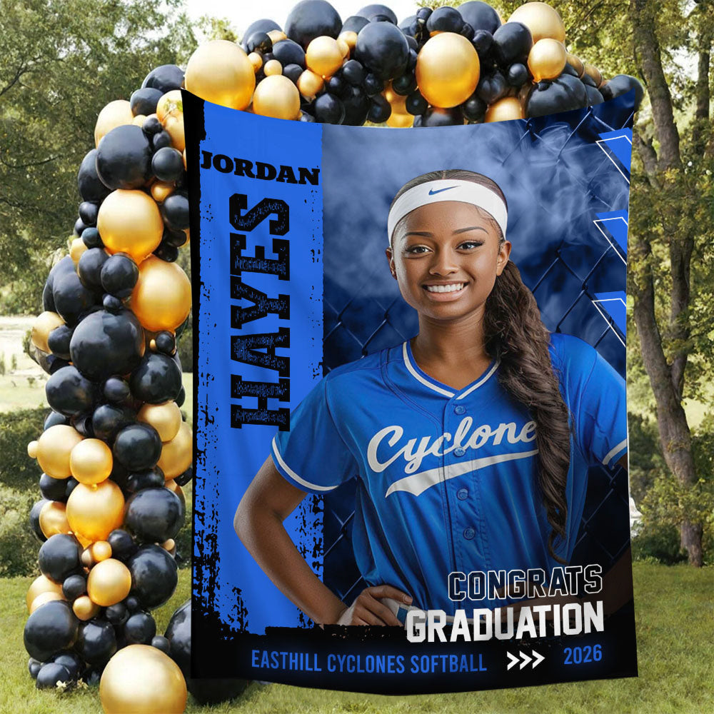 Congrats Class Of 2026 Sport Style Graduation Backdrop - Personalized Congrats Graduation Backdrop