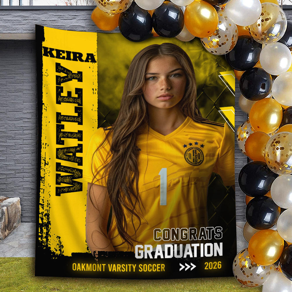 Congrats Class Of 2026 Sport Style Graduation Backdrop - Personalized Congrats Graduation Backdrop