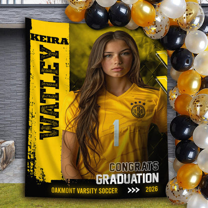 Congrats Class Of 2026 Sport Style Graduation Backdrop - Personalized Congrats Graduation Backdrop