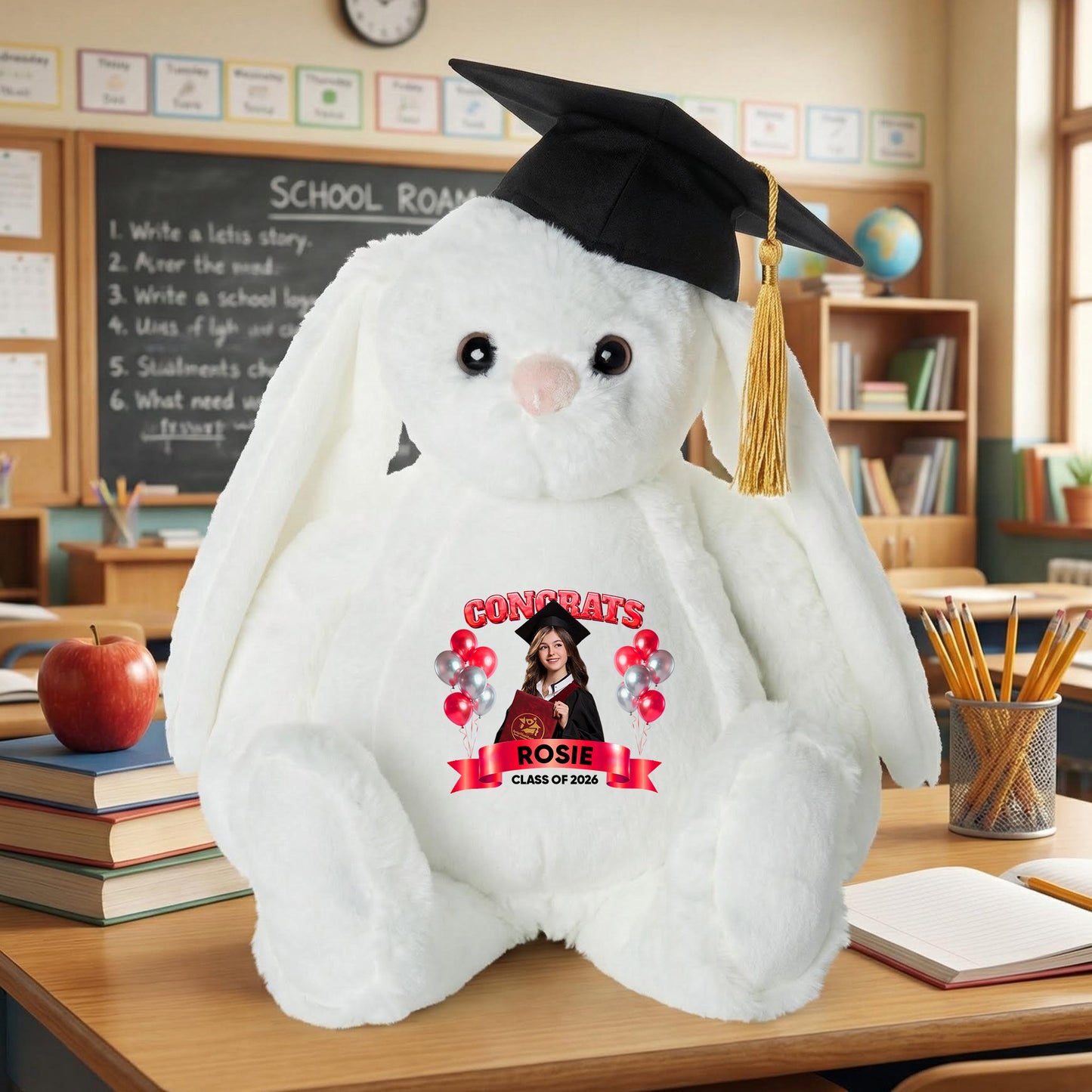Congrats Graduation 2026 Custom Photo - Personalized Custom Bunny Plush