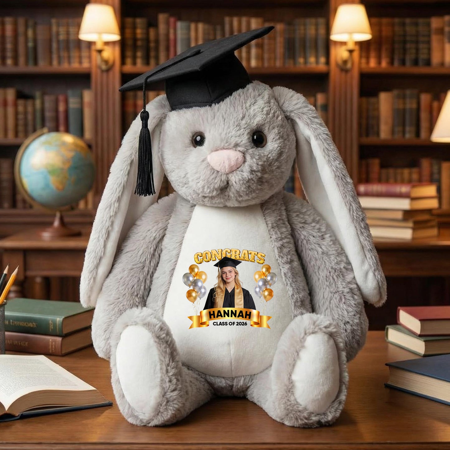 Congrats Graduation 2026 Custom Photo - Personalized Custom Bunny Plush
