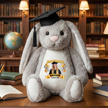 Congrats Graduation 2026 Custom Photo - Personalized Custom Bunny Plush