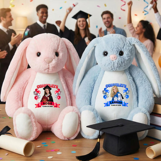Congrats Graduation 2026 Custom Photo - Personalized Custom Bunny Plush