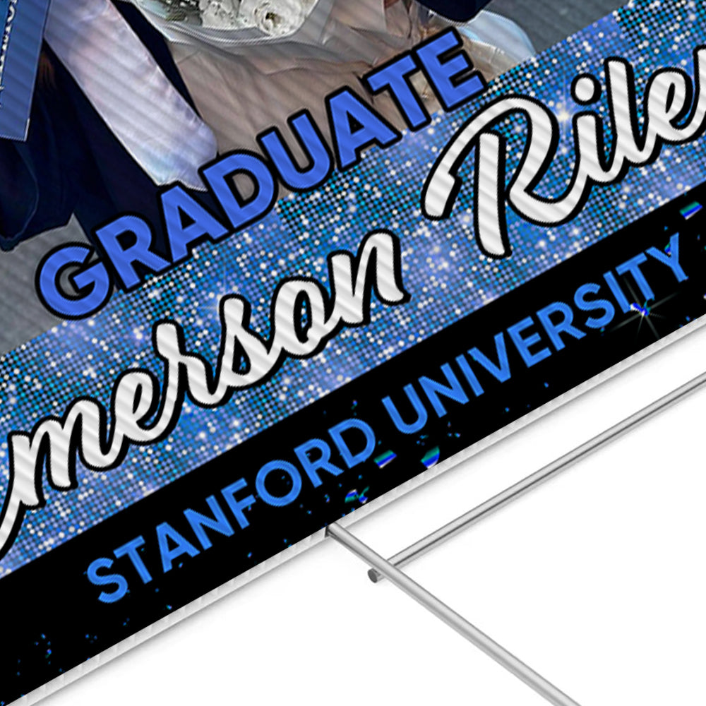 Personalized Congrats Graduation 2026 lawn sign, red yarn with yard stake.