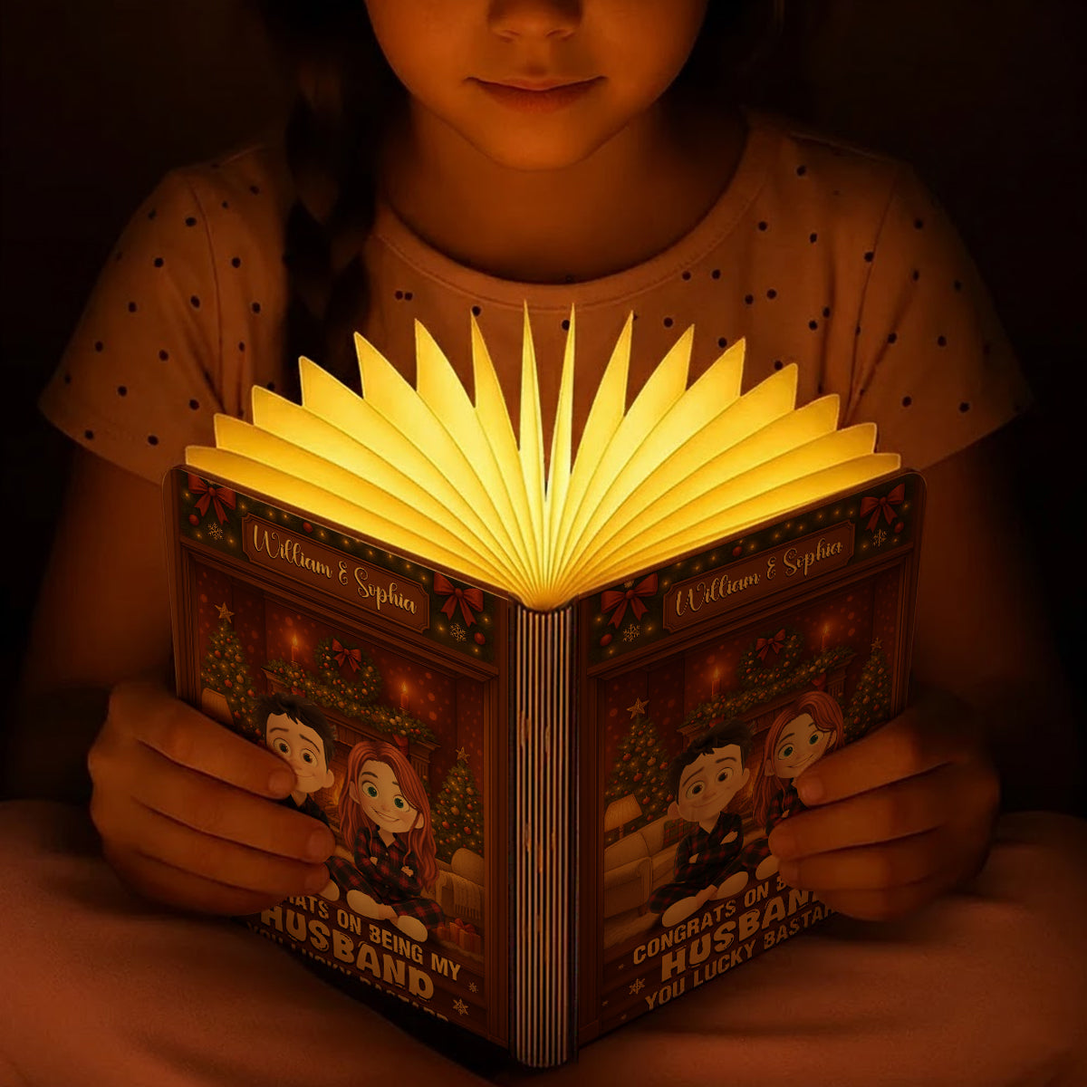 Congrats My Husband Personalized Book Lamp - A unique, custom gift for a special husband.