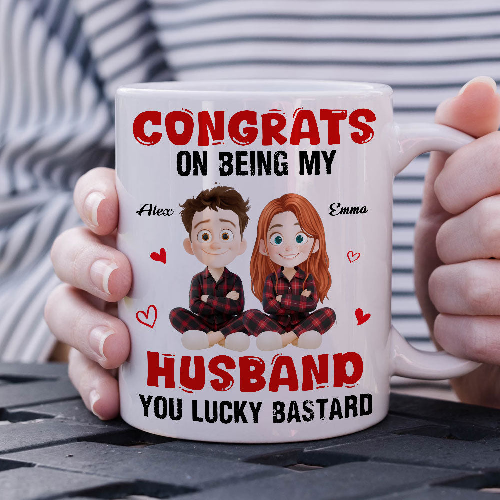 Congrats My Husband Personalized Coffee Mug - Custom gift for a proud spouse.
