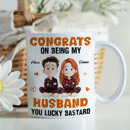 Congrats My Husband Personalized Coffee Mug - Custom gift for a proud spouse.