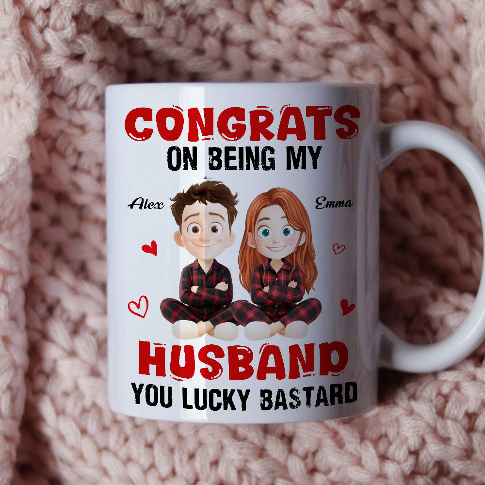 Congrats My Husband Personalized Coffee Mug - Custom gift for a proud spouse.