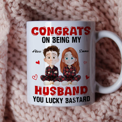 Congrats My Husband Personalized Coffee Mug - Custom gift for a proud spouse.