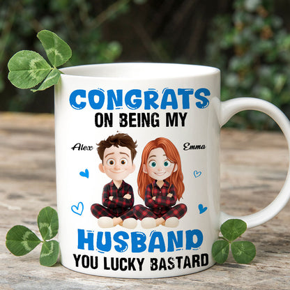 Congrats My Husband Personalized Coffee Mug - Custom gift for a proud spouse.