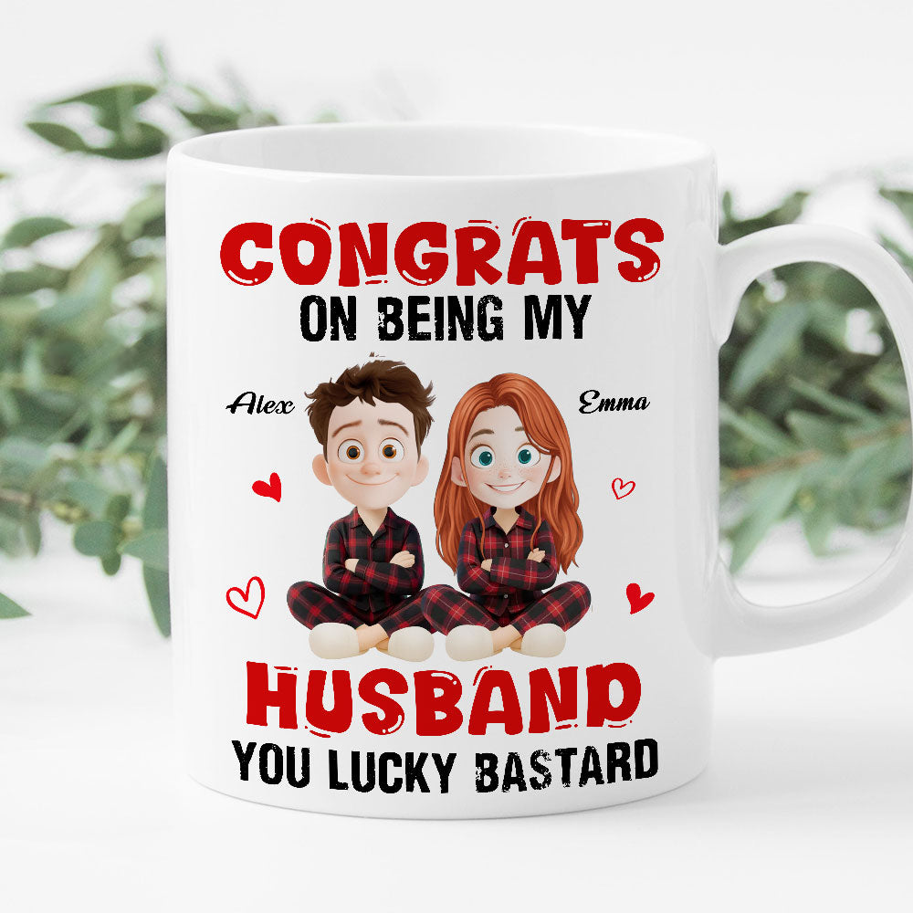 Congrats My Husband Personalized Coffee Mug - Custom gift for a proud spouse.