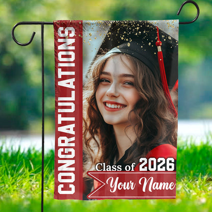 Personalized Graduation Garden Flag - Class of 2026 photo graduation flag.