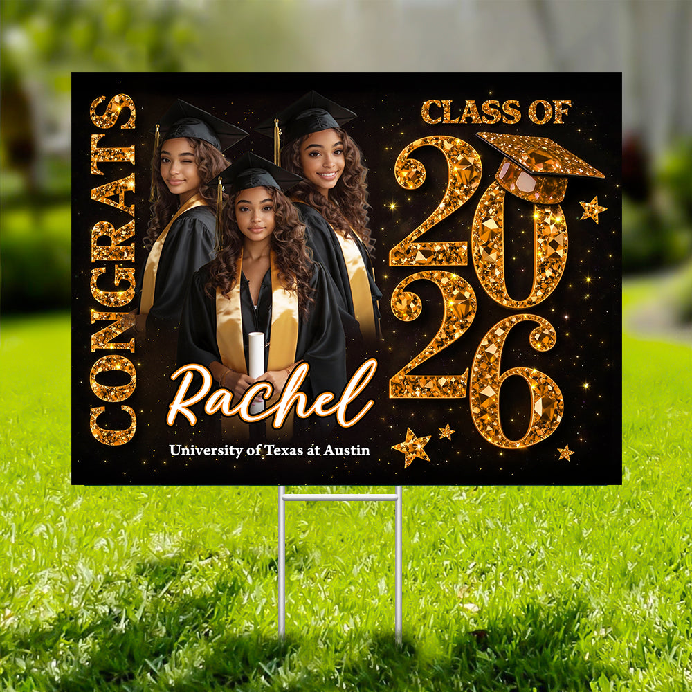 Congrats Senior 2026 lawn sign, personalized graduation yarn decoration.