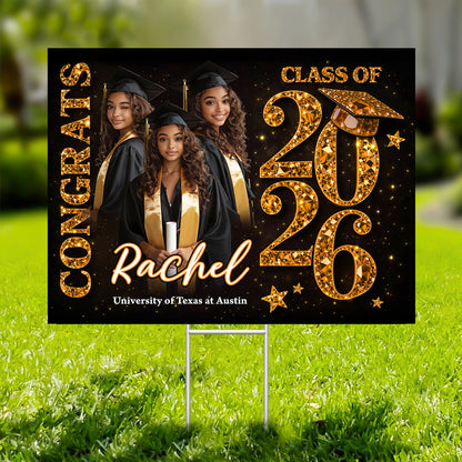Congrats Senior 2026 lawn sign, personalized graduation yarn decoration.