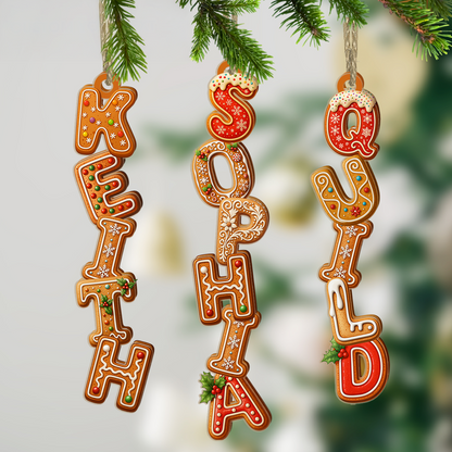 Custom Christmas Alphabet Ornament: A unique, two-layered wooden family ornament.