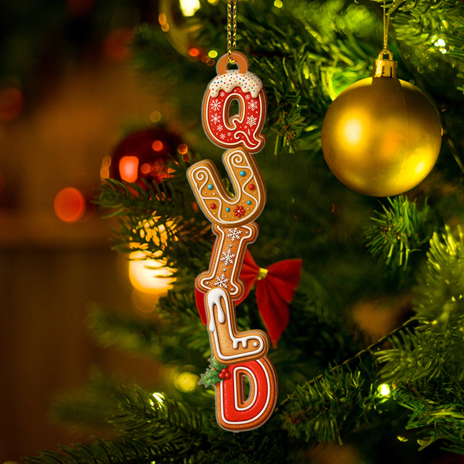 Custom Christmas Alphabet Ornament: A unique, two-layered wooden family ornament.