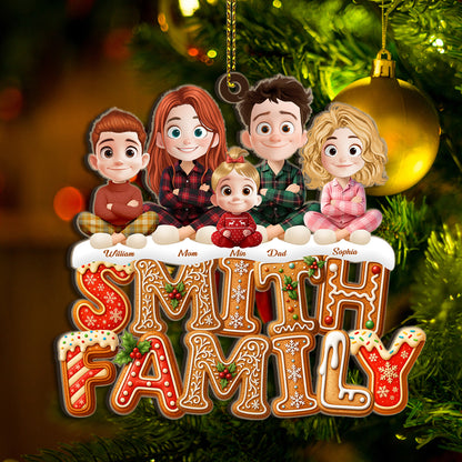 Custom "Cookies Family" wood Christmas ornament, personalized with names.