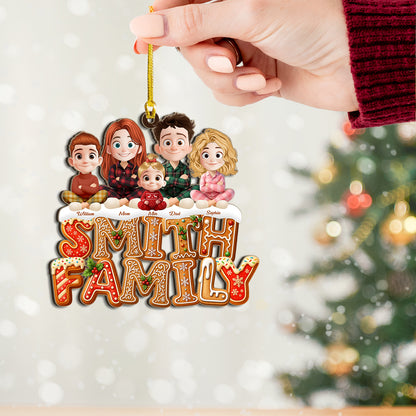 Custom "Cookies Family" wood Christmas ornament, personalized with names.
