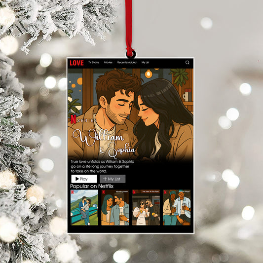 Personalized acrylic couple frame ornament, showcasing a loving couple's photo.