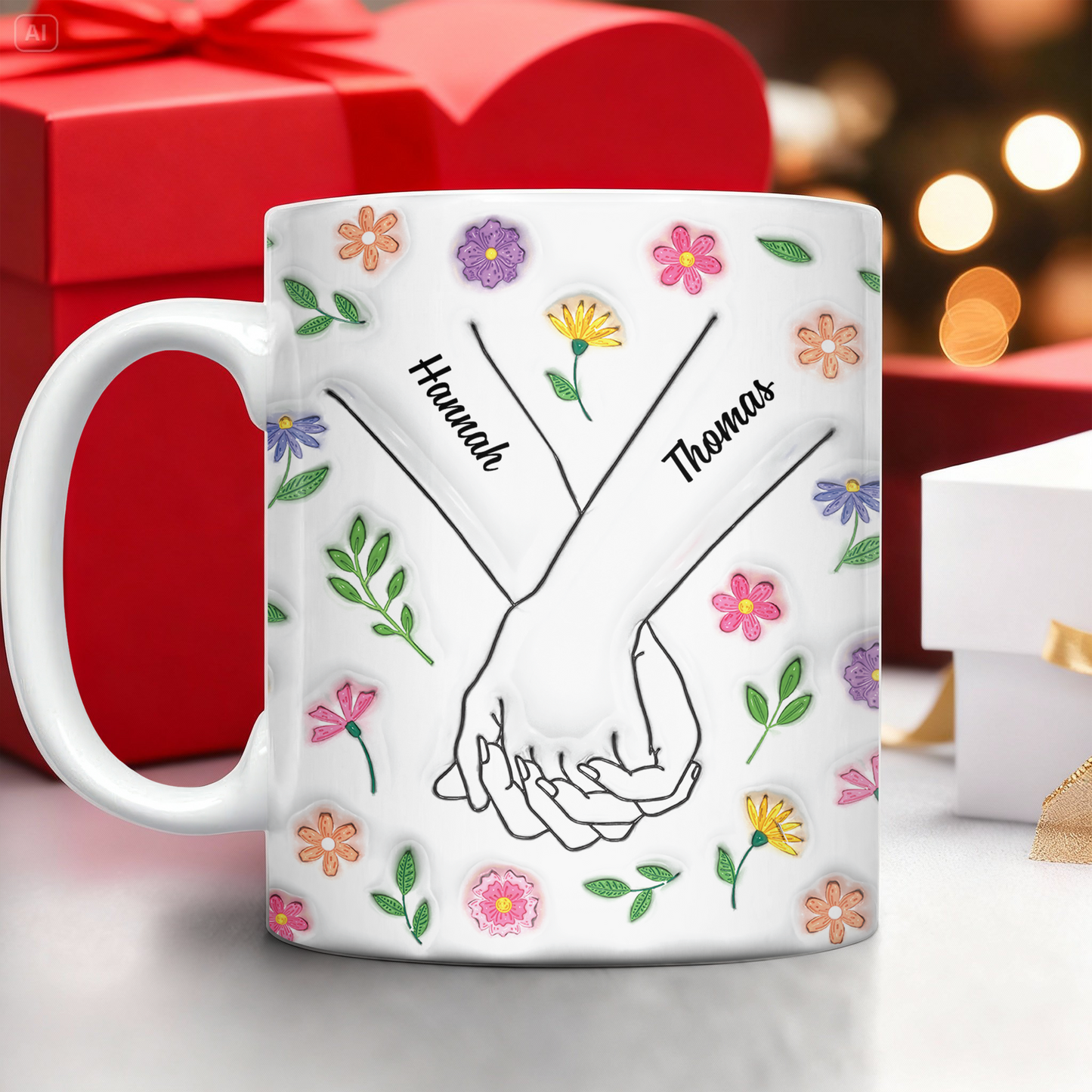 Personalized Couple Mug with 3D effect, custom coffee mug gift for anniversaries and loved ones.