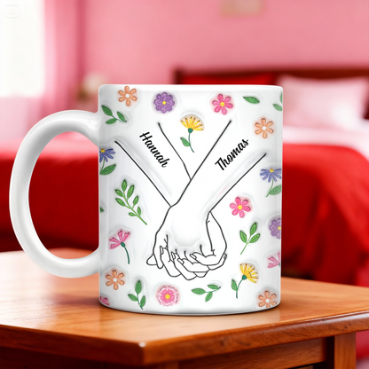 Personalized Couple Mug with 3D effect, custom coffee mug gift for anniversaries and loved ones.