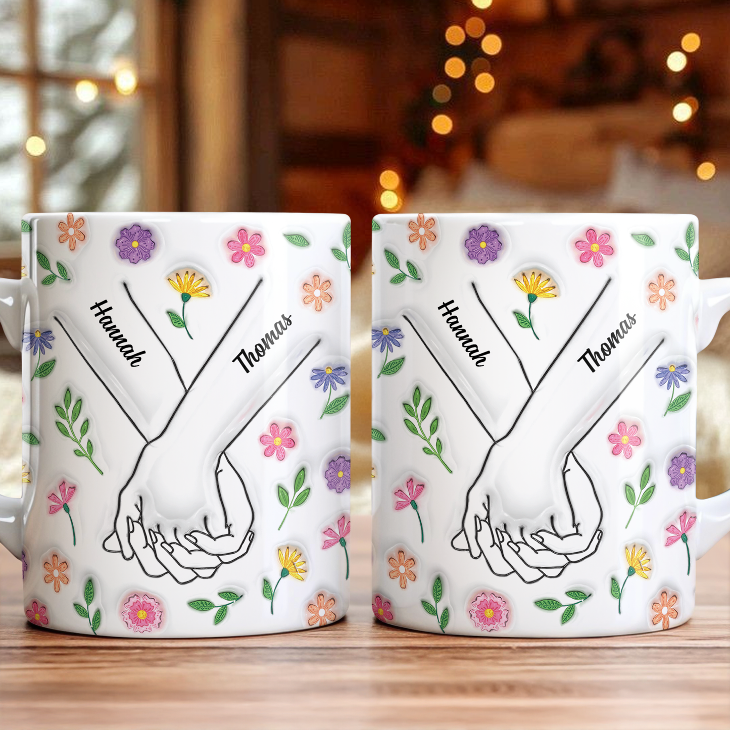 Personalized Couple Mug with 3D effect, custom coffee mug gift for anniversaries and loved ones.