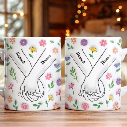 Personalized Couple Mug with 3D effect, custom coffee mug gift for anniversaries and loved ones.